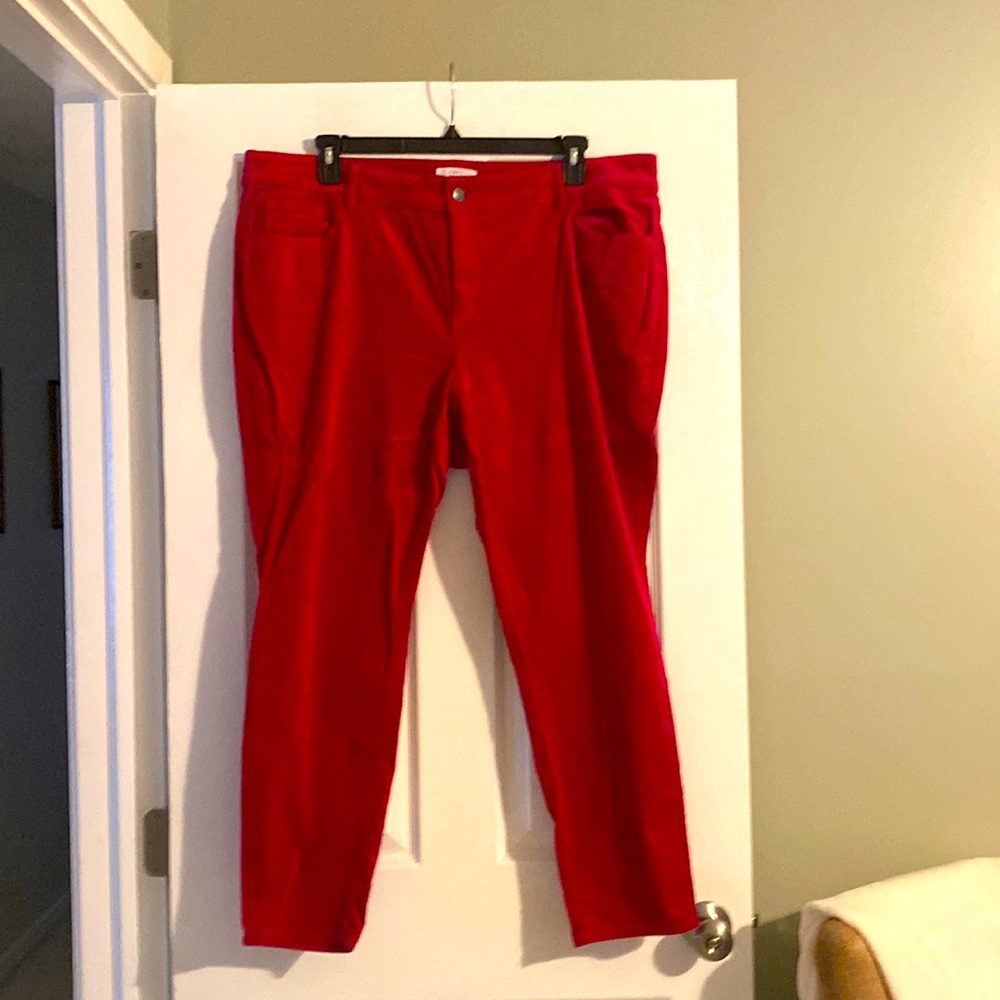 Loft Sz 20 Merlot Colored Velvent Skinny Pant